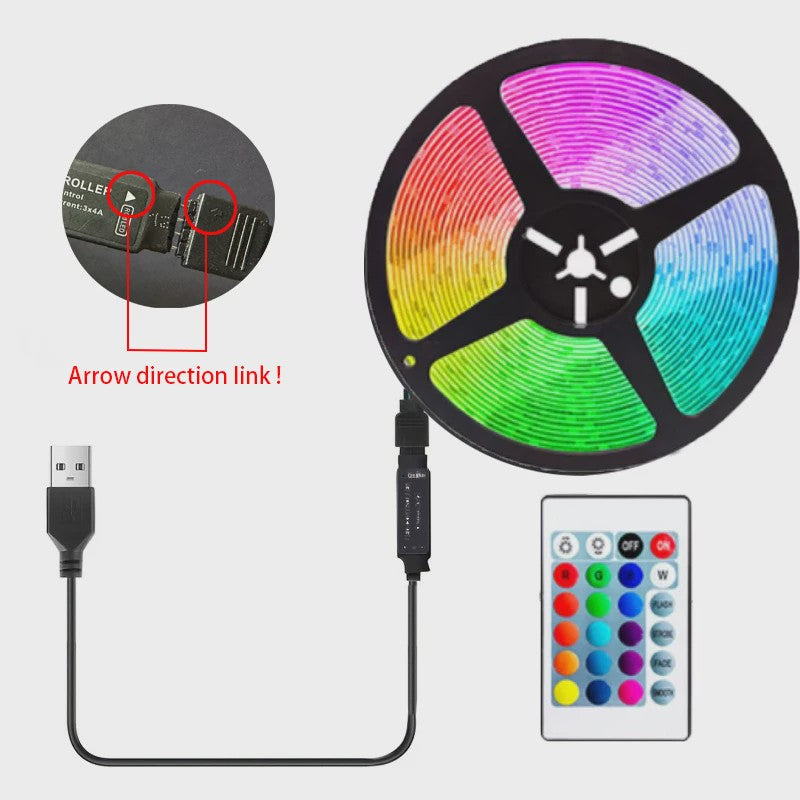 5M RGB LED Strip met USB & Afstandsbediening - Sfeervolle Verlichting voor TV, Gamekamer & Feestjes