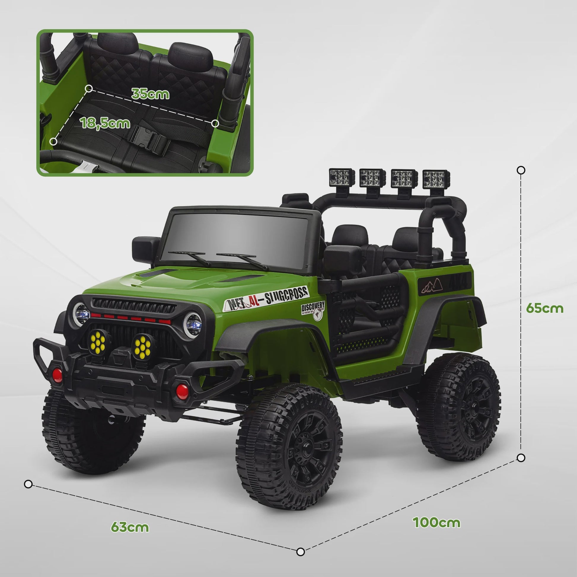 Groene Elektrische Off-road Kinderauto met 2.4 GHz Afstandsbediening en 12V Vermogen
