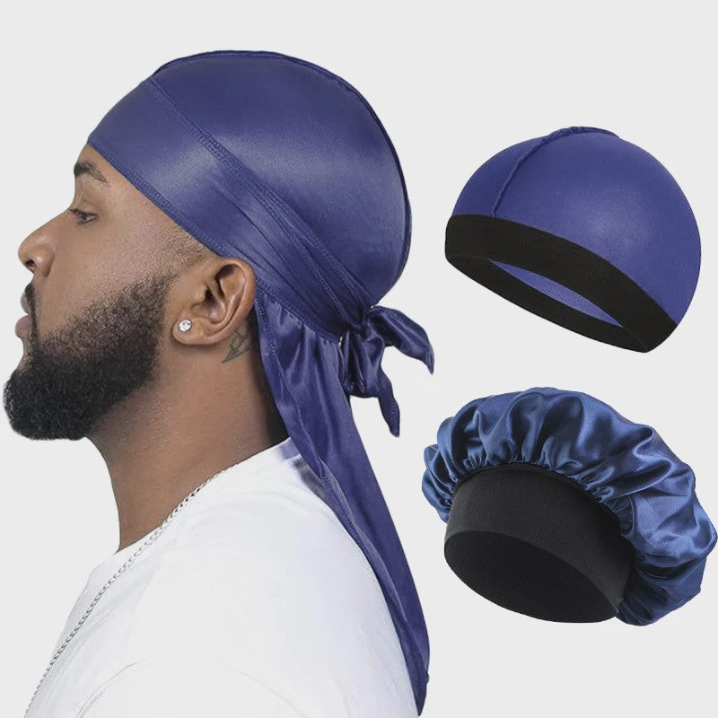 3-delige Set Zijdezachte Durags, Wave Caps & Satin Bonnets - Unisex