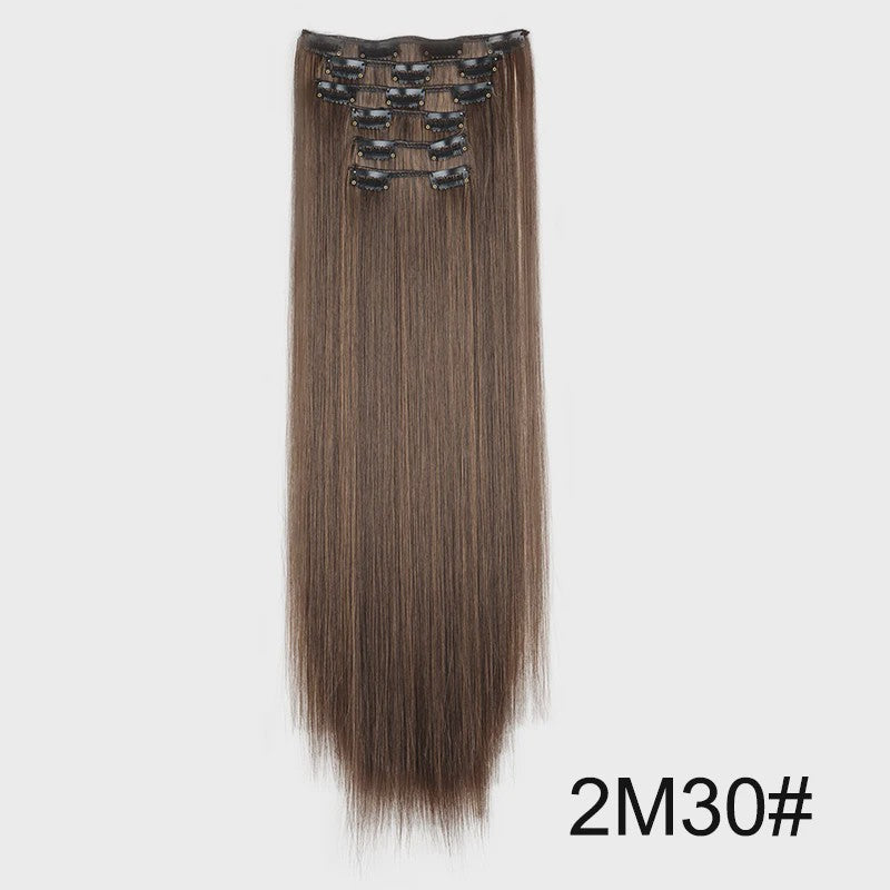 Synthetische Haarverlenging Set: 6 Delen Clip-in Extensions 60cm Lang & Steil