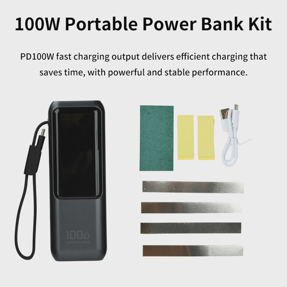 DIY Powerbank Kit: 100W PD Fast Charging Behuizing voor 4x 21700 Batterijen