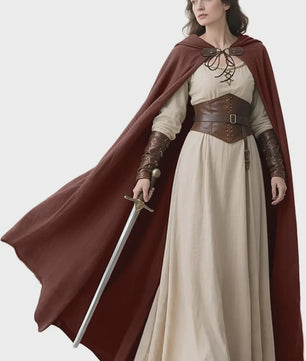 Middeleeuwse Kapmantel van Linnen - Renaissance Cape met Capuchon voor Cosplay & LARP