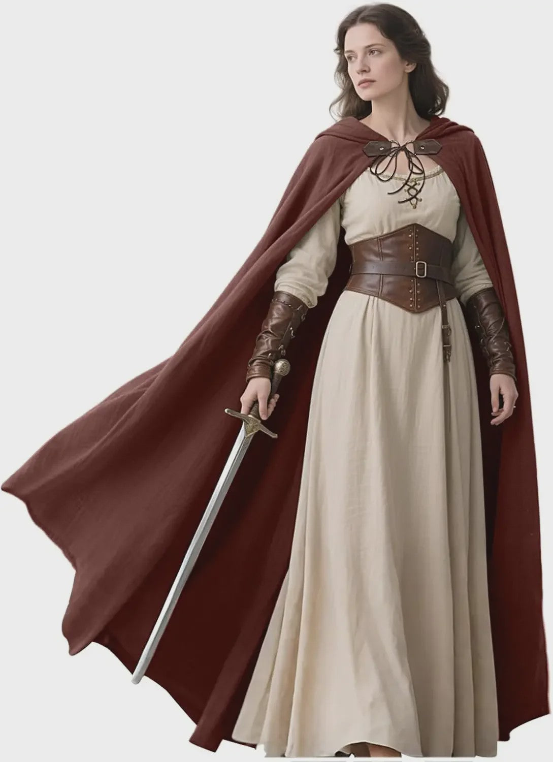 Middeleeuwse Kapmantel van Linnen - Renaissance Cape met Capuchon voor Cosplay & LARP