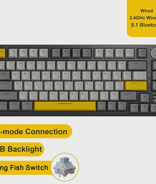 AJAZZ AK820 Pro Mechanisch Gaming Toetsenbord - Draadloos Bluetooth/2.4G/USB-C, Hot-Swappable, Gasket Mount, RGB