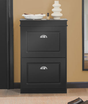 Stijlvolle Schoenenkast met 2 Klepkasten en 4 Opbergvakken - 54x83x24cm