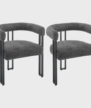 Set van 2 Chenille Eetkamerstoelen met Armleuningen - Modern en Comfortabel