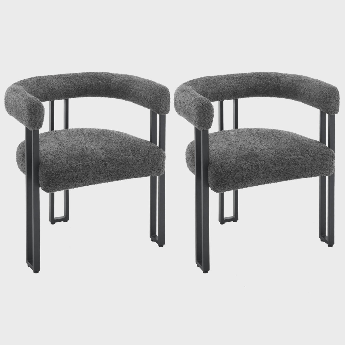 Set van 2 Chenille Eetkamerstoelen met Armleuningen - Modern en Comfortabel