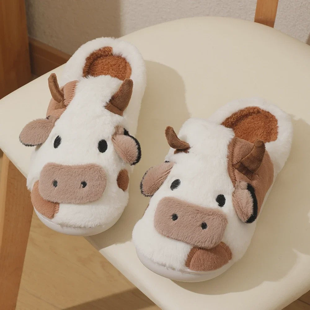 Warme Pluche Koe Pantoffels voor Dames & Heren - Comfortabel & Anti-slip