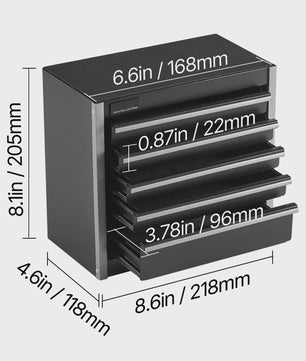 Compacte Metalen Gereedschapskist met 5 Lades - Rood/Zwart - Draagbaar & Organisatie