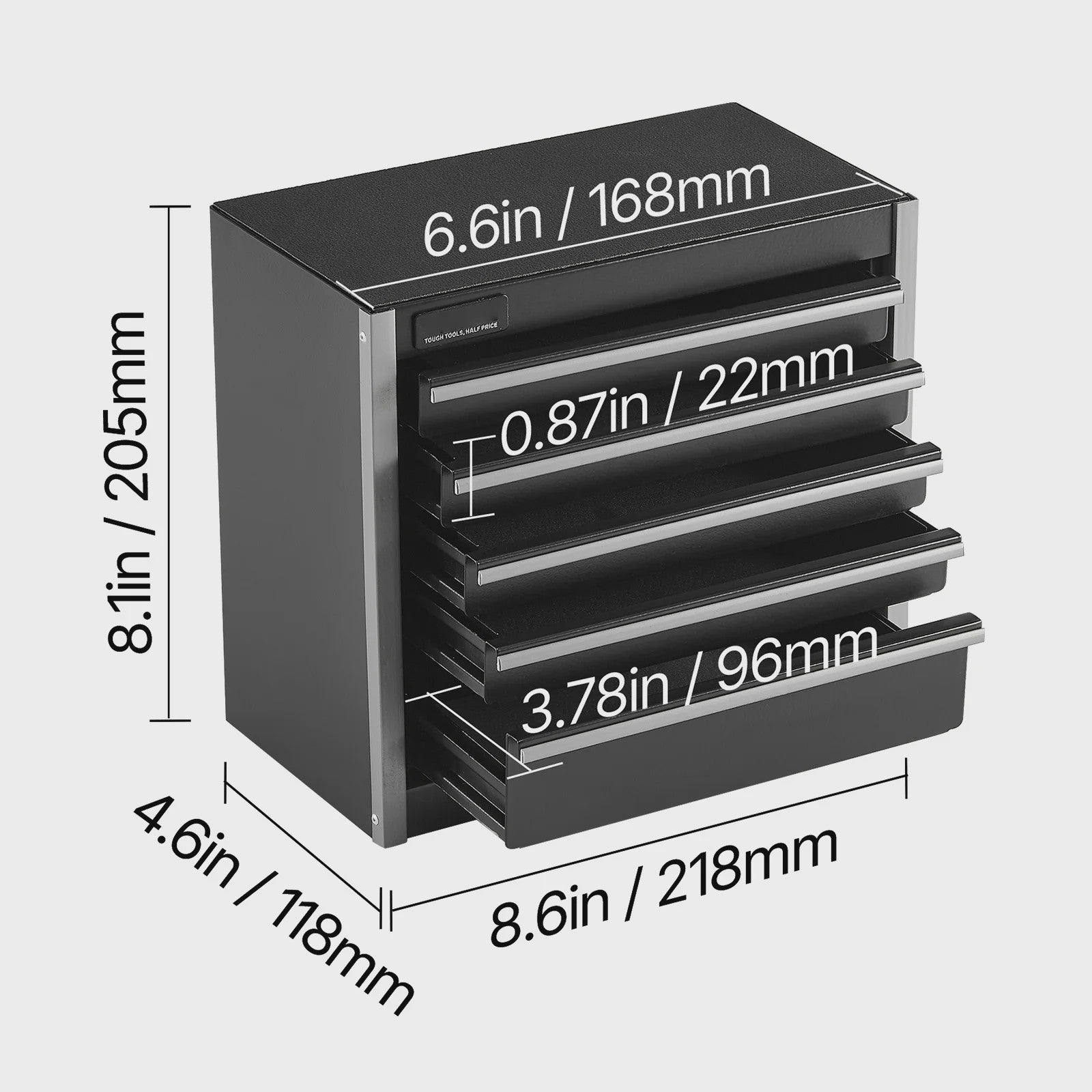 Compacte Metalen Gereedschapskist met 5 Lades - Rood/Zwart - Draagbaar & Organisatie