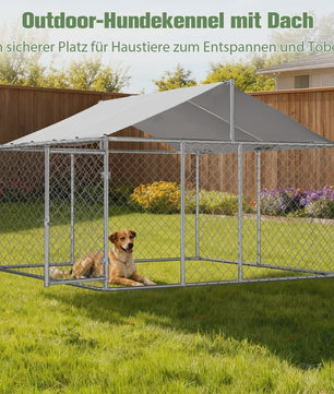 Robuuste Stalen Hondenren met Dak - 230x230x117cm Outdoor Kennel