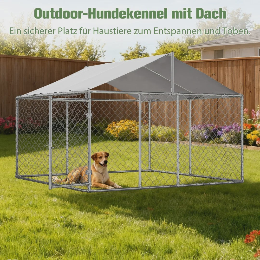 Robuuste Stalen Hondenren met Dak - 230x230x117cm Outdoor Kennel