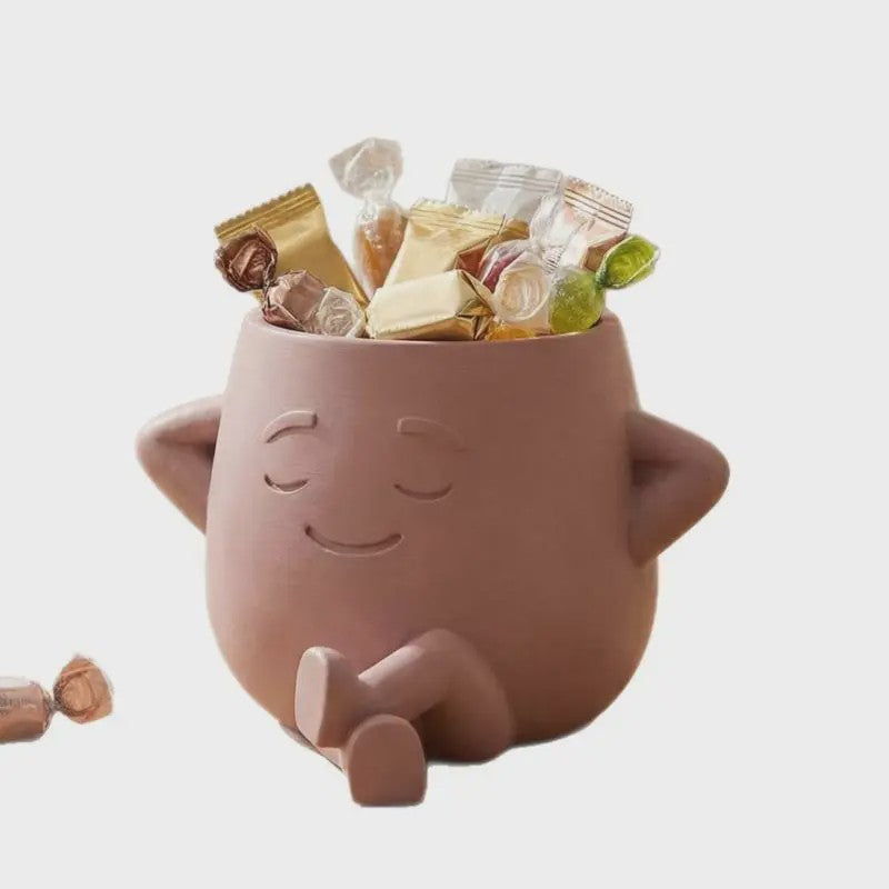 Unieke Bloempot met Gezicht - Schattige Resin Plantenbak voor Succulenten en Decoratie