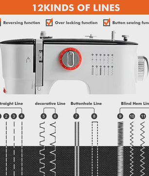 Elektrische Naaimachine met 12 Steken, Verlengtafel en Dubbele Draad