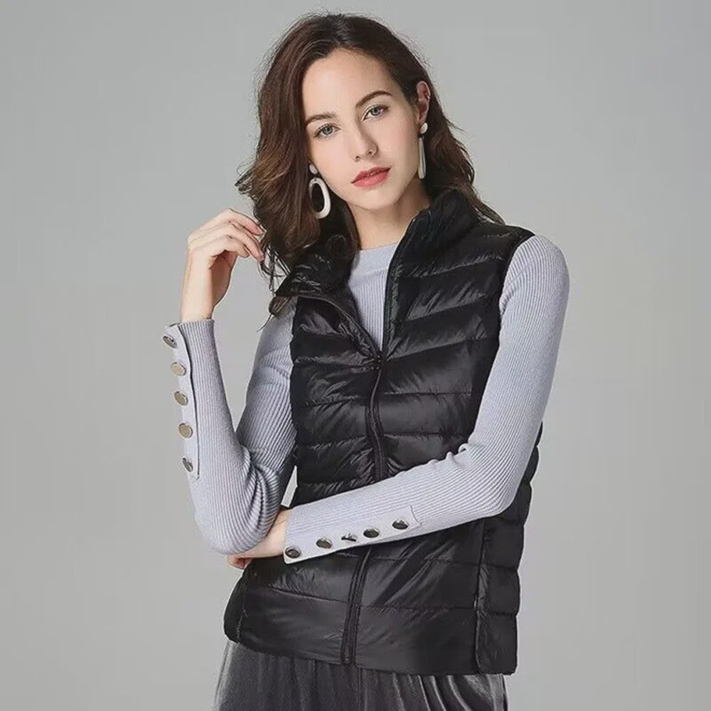 Stijlvolle Dames Bodywarmer - Lichtgewicht & Warm met Witte Eendendons Vulling