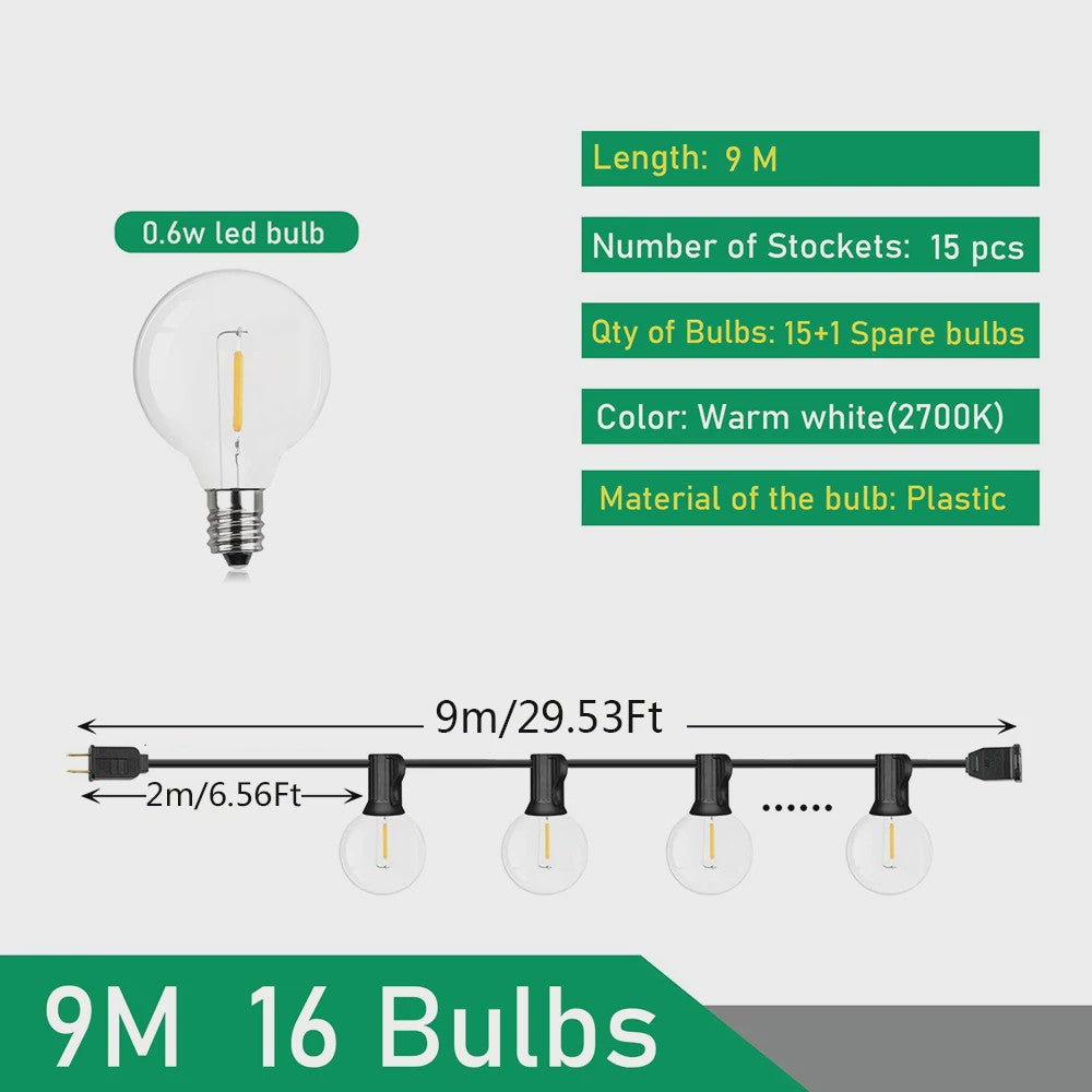 Waterdichte LED Tuinslinger Verlichting G40 - 9M tot 17M - Sfeervolle Buitenverlichting