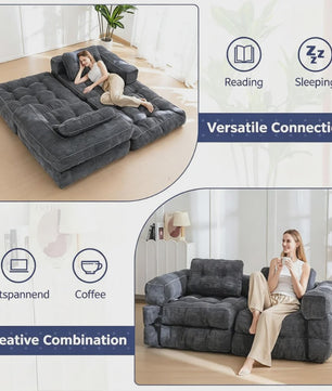 Multifunctionele Opvouwbare Sofa Bed Stoel - Comfortabel Lounge Bed voor Woonkamer & Slaapkamer