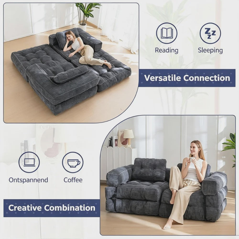 Multifunctionele Opvouwbare Sofa Bed Stoel - Comfortabel Lounge Bed voor Woonkamer & Slaapkamer