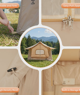Opblaasbare Glamping Tent voor Camping - Waterdicht, 4-Seizoenen, Makkelijk Op te Zetten (2-6 Pers.)