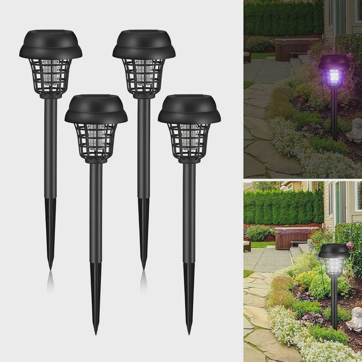 4x Solar Muggenlamp 2-in-1 Insectendoder Tuin Buiten Waterdicht