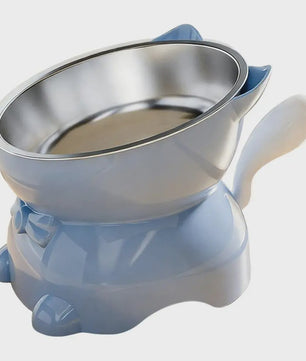 Verhoogde RVS Kattenbak met Schuin Design - Nekbescherming & Schattige Oren