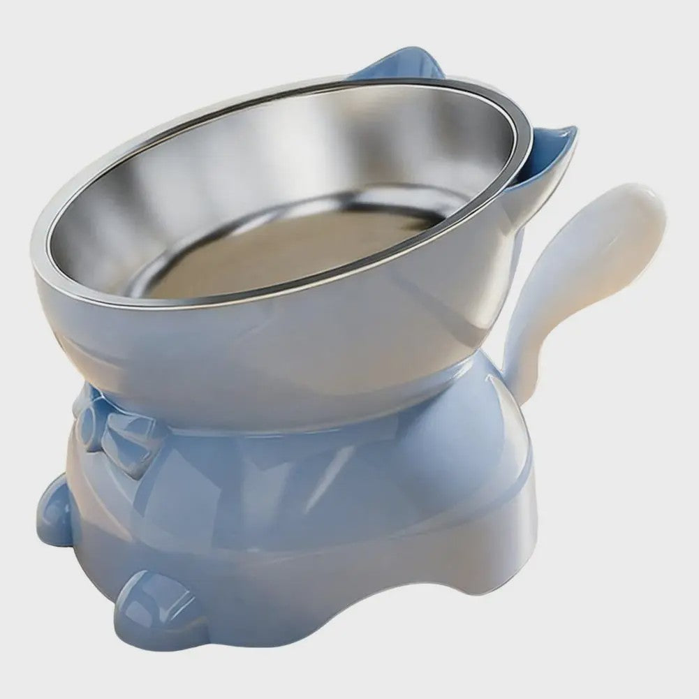Verhoogde RVS Kattenbak met Schuin Design - Nekbescherming & Schattige Oren