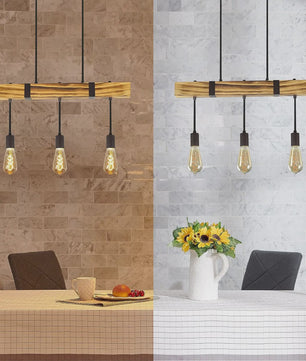 Houten Vintage Hanglamp 61cm met 3xE27 fitting - Industriële Stijl