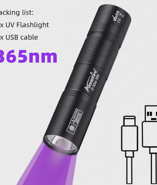 Compacte 365nm UV Zaklamp - USB Oplaadbaar - Multifunctioneel Detectielicht