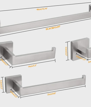 Complete Badkamer Accessoires Set - Zwart & Geborsteld Staal