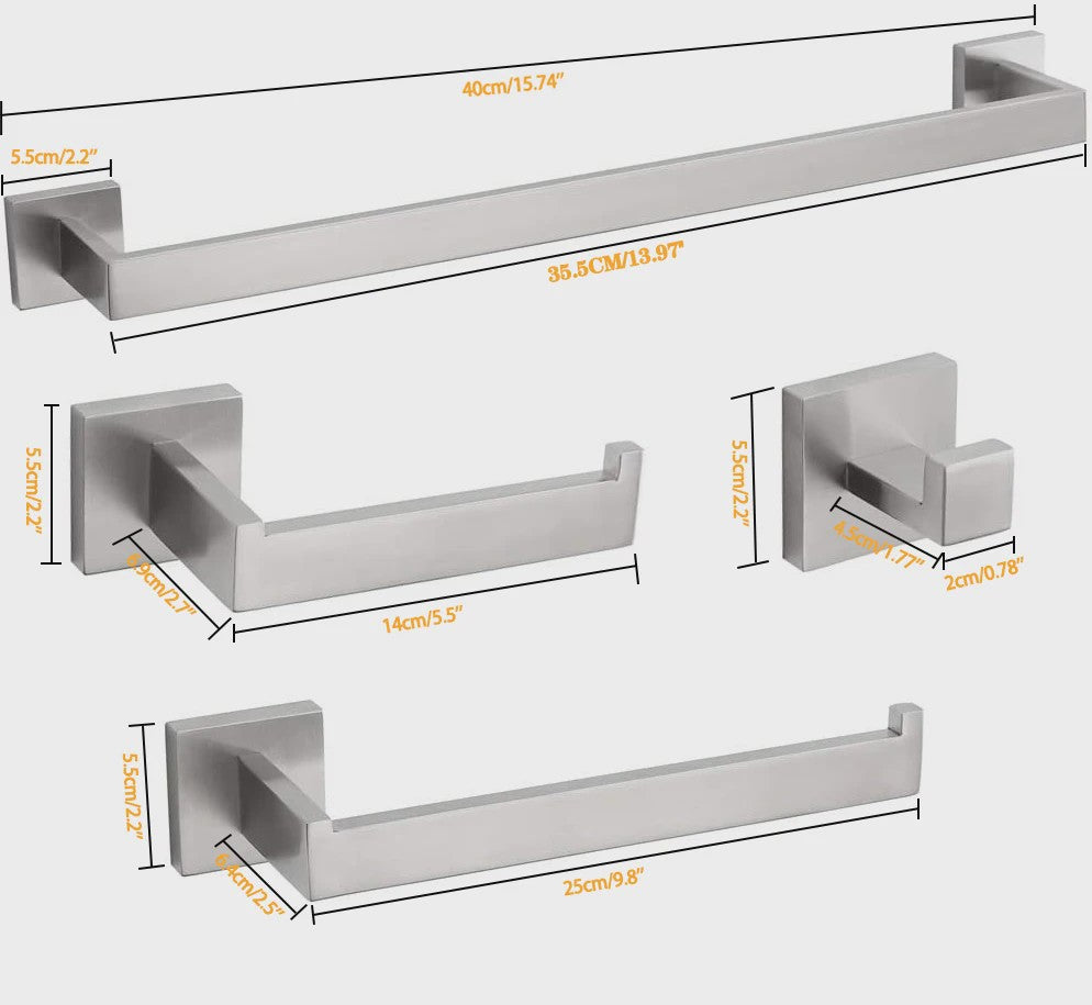 Complete Badkamer Accessoires Set - Zwart & Geborsteld Staal
