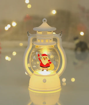 Draagbare LED Kerst Lantaarn met Kerstman & Sneeuwpop - Sfeervolle Binnen Decoratie op Batterijen