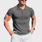 Zomer Heren Poloshirt met Verticale Streep en Elastische Pasvorm - Korte Mouw