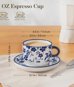 Vancasso Porseleinen Espressokopjes Set met Schoteltjes en Metalen Standaard (6/12 stuks)