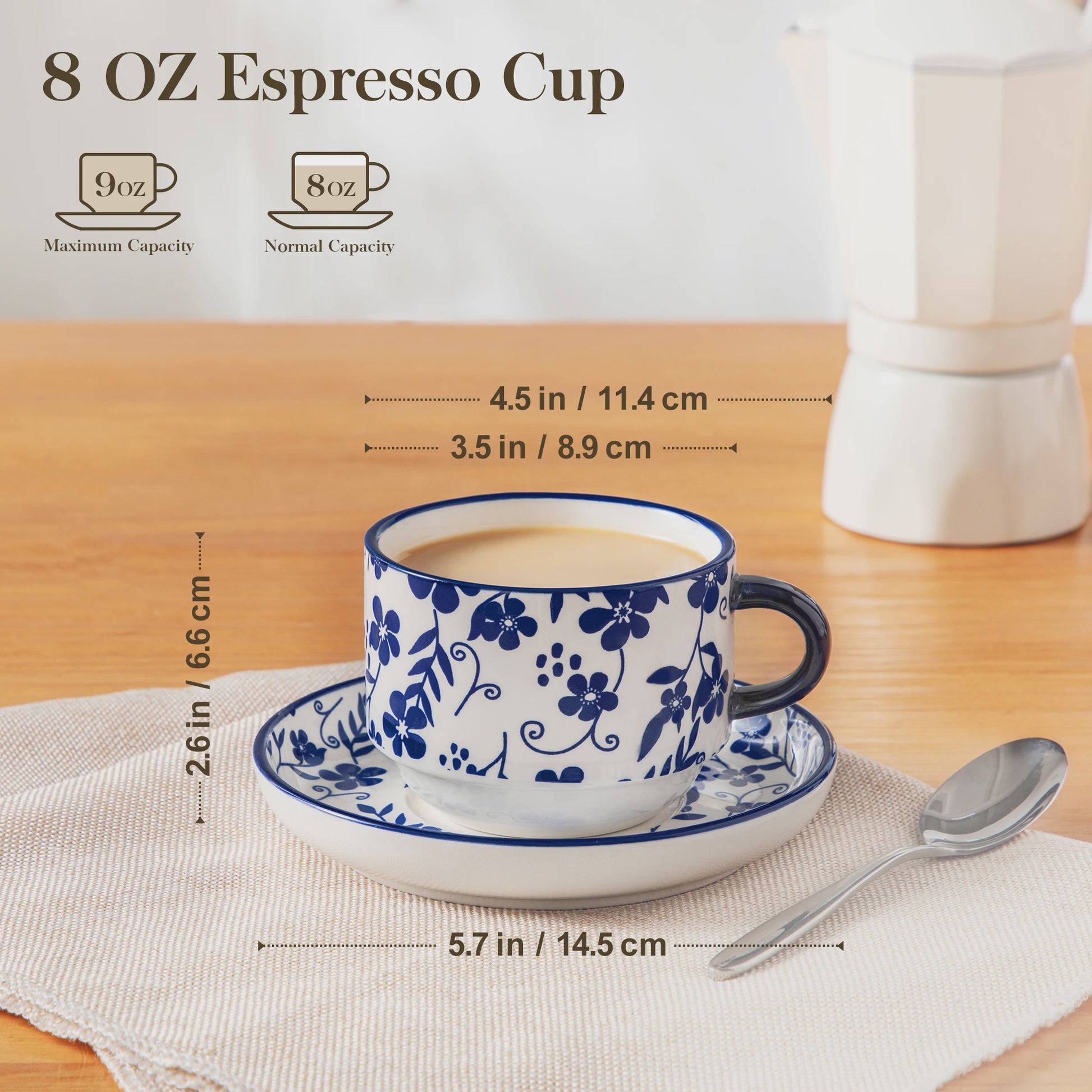 Vancasso Porseleinen Espressokopjes Set met Schoteltjes en Metalen Standaard (6/12 stuks)