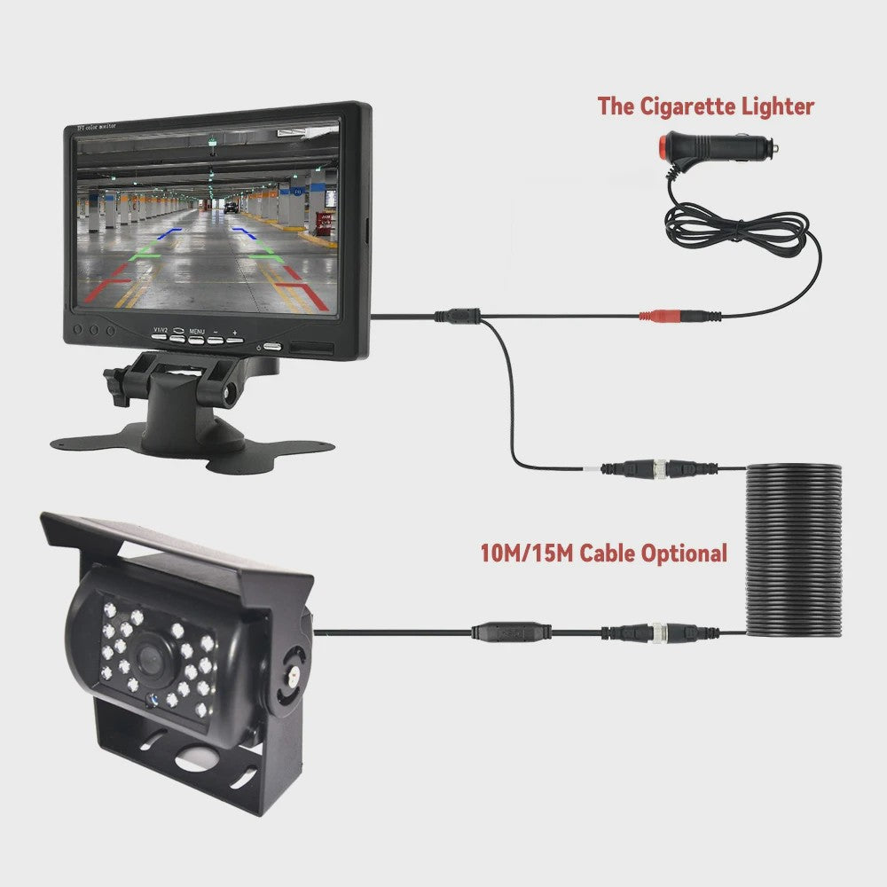 Universele Achteruitrijcamera met HD Monitor voor Auto, Vrachtwagen, Bus - Nachtzicht & Waterdicht