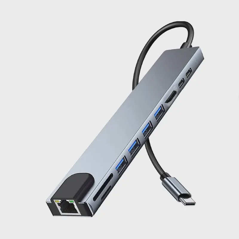 10-in-1 USB-C Hub: 4K HDTV, 100W PD, Ethernet, USB 3.0/2.0, SD/TF Kaartlezer