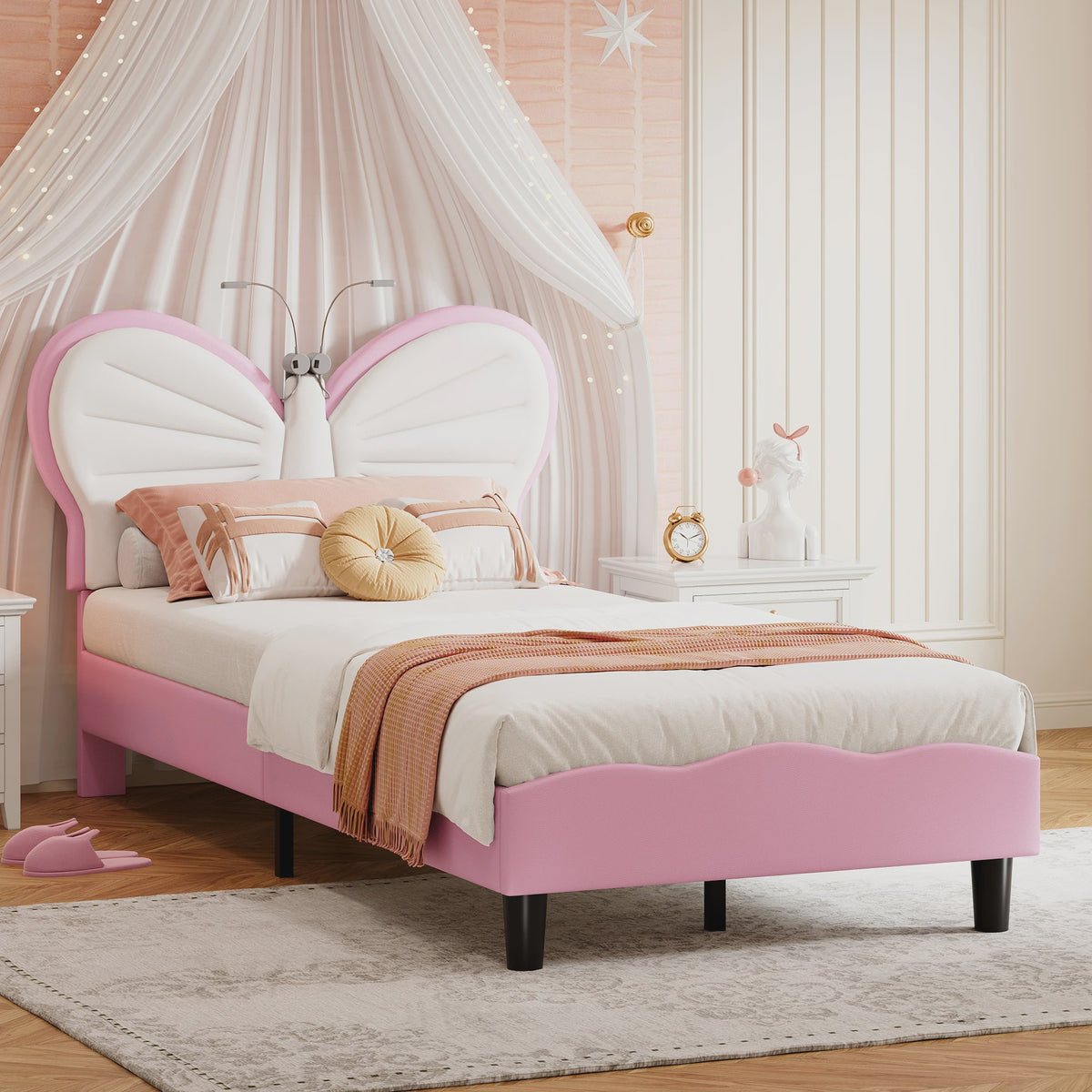 Anajqaqia Kinderbed met Vlinder Design, 90x200cm, Inclusief Nachtlampje