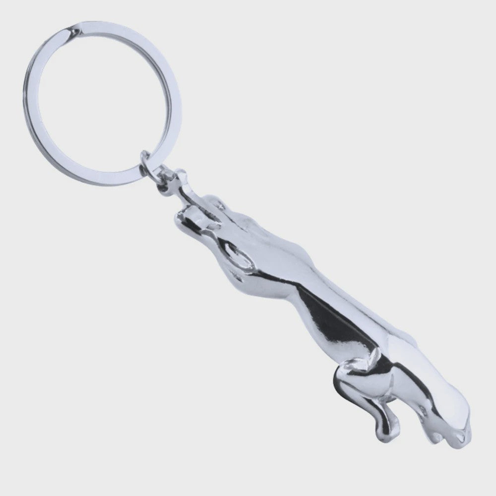 Luxe Jaguar Autosleutelhanger - Roestvrij Staal, Zilverkleurig