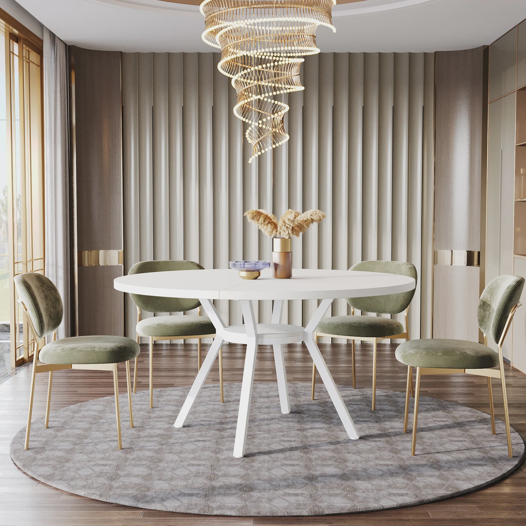 Ronde Eettafel 4-6 Personen - 47-Inch Industriële Farmhouse Stijl