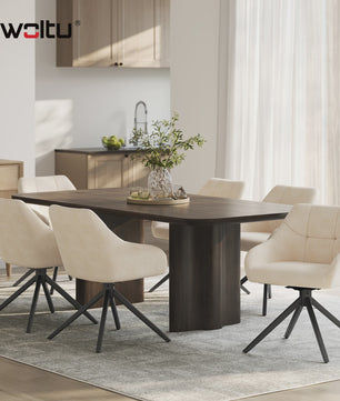 Set van 2 Chenille Eetkamerstoelen - 360° Draaibaar, Ergonomisch & Comfortabel
