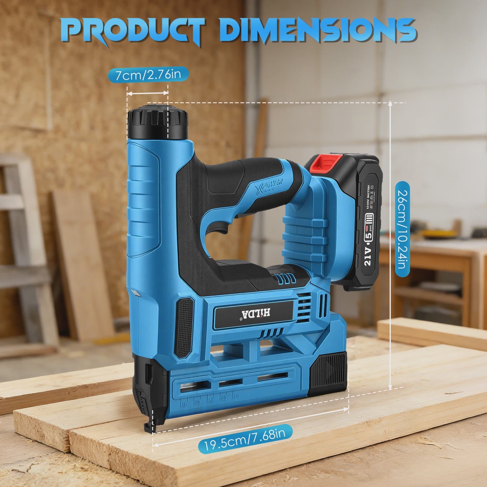 2In1 Electric Nail Gun 18GA Cordless Stapler Framing Nailer Tacker Woodworking Furniture Tool With 1000 Nails/Staples 2x Battery