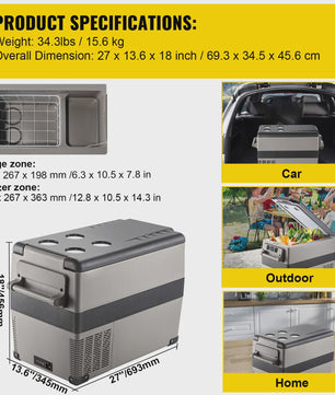 Draagbare Koelbox Vriezer 20L-55L - Compressor Koeling voor Auto, Camping & Thuis