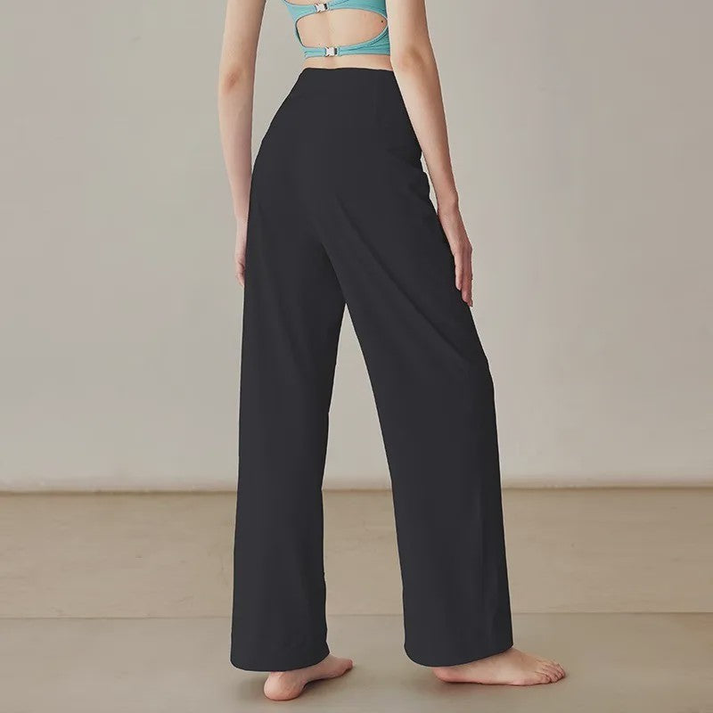 Dames Comfortabele Yogabroek met Hoge Taille en Zakken - Nake-Feeling Stretch Loungebroek voor Sport & Vrije Tijd