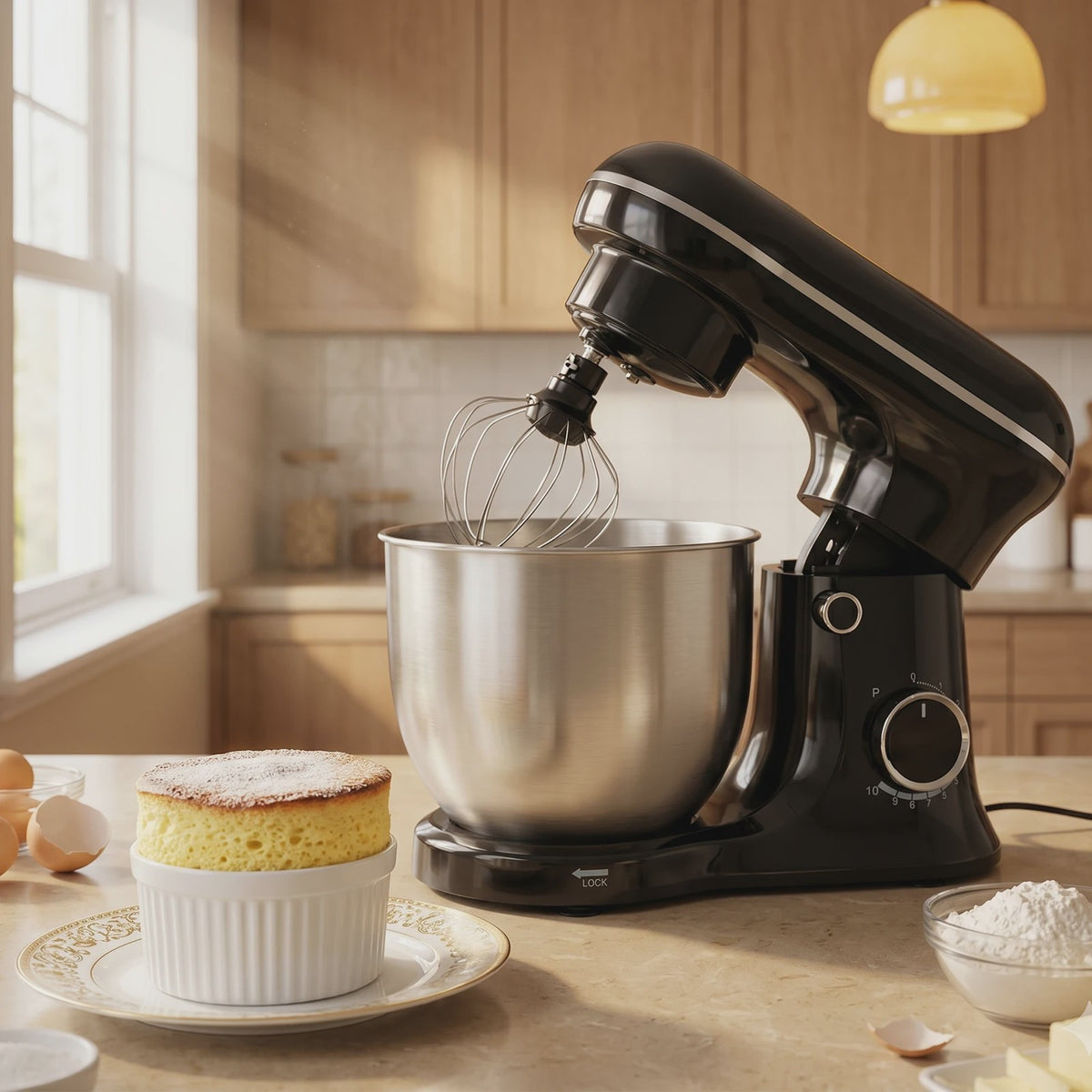 Krachtige 5.2L Keukenmachine 3-in-1: Mixen, Kneden & Kloppen voor Brood, Cake & Meer