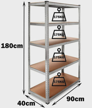 Robuust Metalen Stellingkast 5-Laags - Verstelbaar, Boutloos, 875KG Draagvermogen - Ideaal voor Garage & Werkplaats