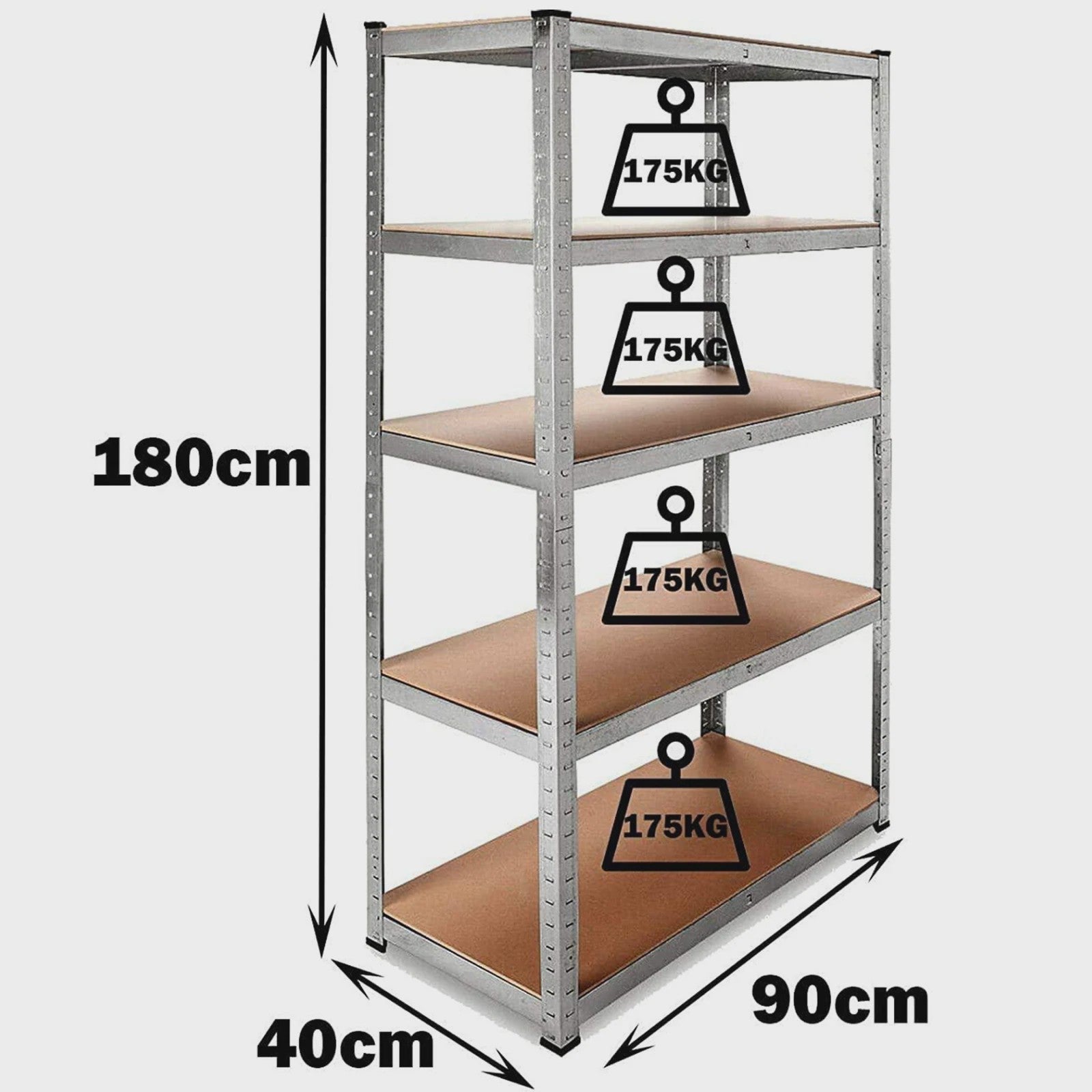 Robuust Metalen Stellingkast 5-Laags - Verstelbaar, Boutloos, 875KG Draagvermogen - Ideaal voor Garage & Werkplaats