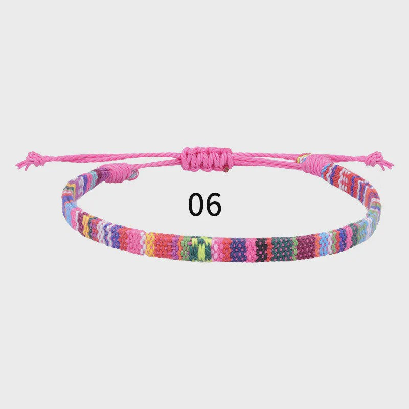 Handgemaakte Boho Anklet Armband - Geweven Stof, Verstelbaar, Beach & Ethnic Stijl