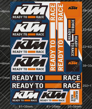 KTM "Ready To Race" Motor Stickers Set - Logo's & Decals voor Duke, RC390, Adventure