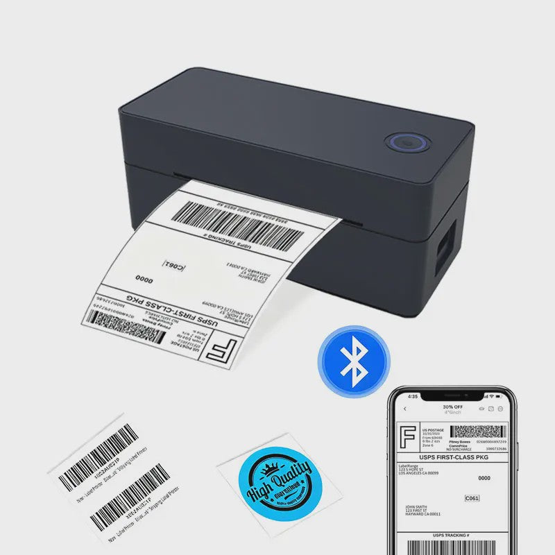 Draadloze Bluetooth Thermische Verzender Label Printer 4x6 inch - Print Labels Vanaf Android, iPhone, Mac & Windows