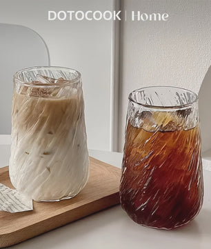 Stijlvol 400ML Glazen Mok met Draaiend Design - Perfect voor Koffie, Thee & IJskoffie